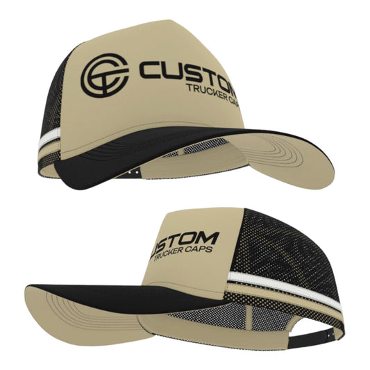 Design Your Own: Choose Colours. Your Logo/Text Embroidered on FRONT (Side Stripes). MINIMUM QTY:50 / $18.95 plus gst per cap